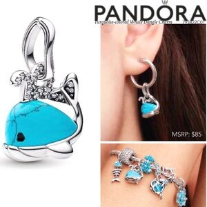 PANDORA Turquoise-colored Whale Dangle Charm w/box